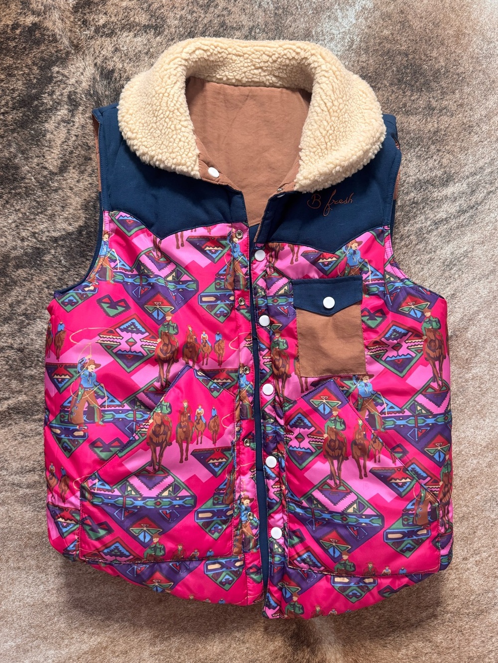 B Fresh “Wrangler” Reversible Western Vest - unisex size small